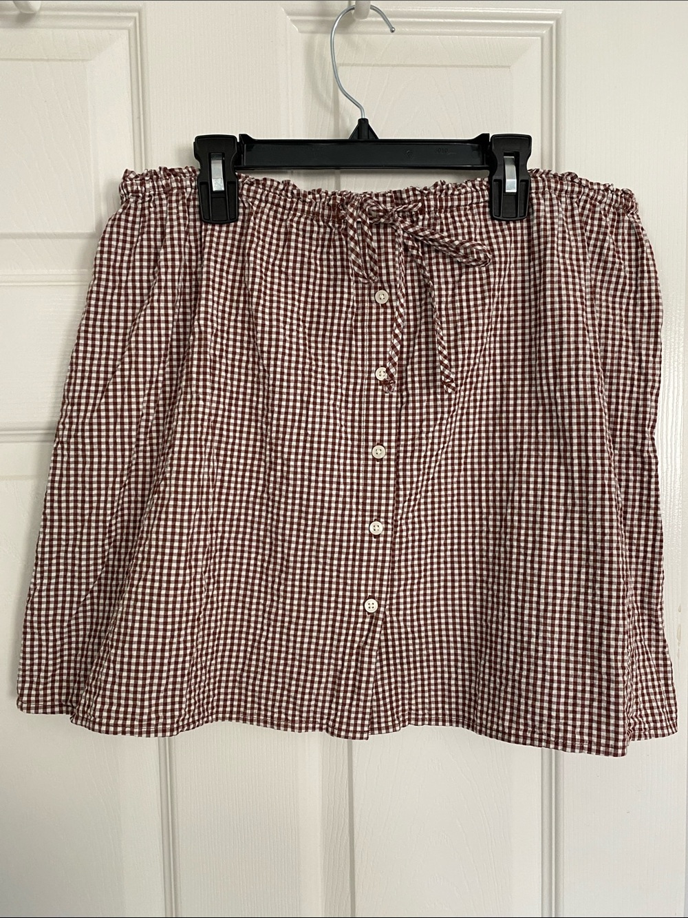 A New Day Women's Gingham Button-Front Skirt - Brown/White